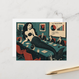 Mid Century Zeeheks op Q3 Bedrijfsvergaderingsdag Briefkaart