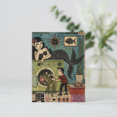 Mid Century Zeeheks op Wasmachine Dag Briefkaart (Staand voorkant)