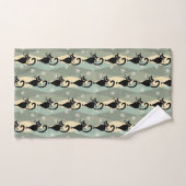 Mid Century zwart kattenpatroon Bad Handdoek (Handdoek)