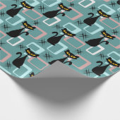 Mid Century zwart kattenpatroon Cadeaupapier (Hoek)