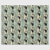 Mid Century zwart kattenpatroon Cadeaupapier (Vlak)