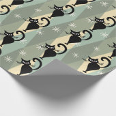 Mid Century zwart kattenpatroon Cadeaupapier (Hoek)