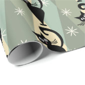 Mid Century zwart kattenpatroon Cadeaupapier (Rol Hoek)