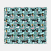 Mid Century zwart kattenpatroon Fleece Deken (Voorkant (Horizontaal))