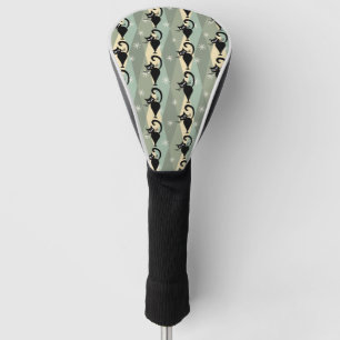 Mid Century zwart kattenpatroon Golfheadcover