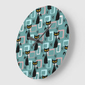 Mid Century zwart kattenpatroon Grote Klok (Hoek)