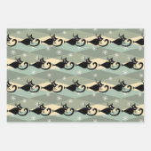 Mid Century zwart kattenpatroon Inpakpapier Vel (Voorkant 2)