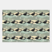 Mid Century zwart kattenpatroon Inpakpapier Vel (Voorkant)