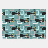 Mid Century zwart kattenpatroon Inpakpapier Vel (Voorkant 2)