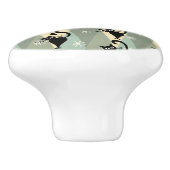 Mid Century zwart kattenpatroon Keramische Knop (Zijkant)