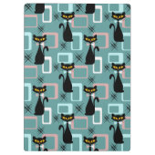 Mid Century zwart kattenpatroon Klembord (Achterkant)