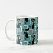Mid Century zwart kattenpatroon Koffiemok (Links)