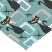 Mid Century zwart kattenpatroon Korte Tafelloper (Hoek)