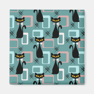 Mid Century zwart kattenpatroon Magneet