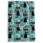 Mid Century zwart kattenpatroon Medium Cadeauzakje (Voorkant)