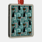 Mid Century zwart kattenpatroon Metalen Ornament (Rechts)