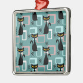 Mid Century zwart kattenpatroon Metalen Ornament (Links)