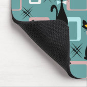 Mid Century zwart kattenpatroon Muismat (Hoek)