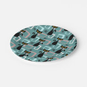 Mid Century zwart kattenpatroon Papieren Bordje (Gekanteld)