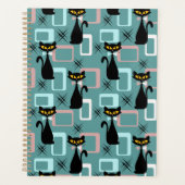 Mid Century zwart kattenpatroon Planner (Voorkant)