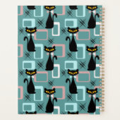 Mid Century zwart kattenpatroon Planner (Achterkant)