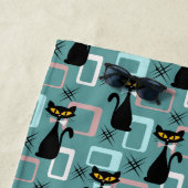 Mid Century zwart kattenpatroon Strandlaken (In situ)