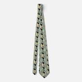 Mid Century zwart kattenpatroon Stropdas (Achterkant)