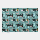 Mid Century zwart kattenpatroon Theedoek (Horizontaal)