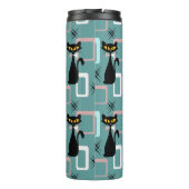 Mid Century zwart kattenpatroon Thermosbeker (Achterkant)