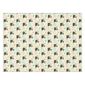 Mid Century Zwarte Atoomkat met Starbursts Tafelkleed (Voorkant (Horizontaal))