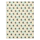 Mid Century Zwarte Atoomkat met Starbursts Tafelkleed (Voorkant)