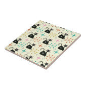 Mid Century Zwarte Atoomkat met Starbursts Tegeltje (Zijkant)