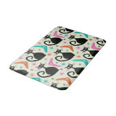 Mid Century Zwarte Atoomkatten met Boomerangs Badmat (Gekanteld)