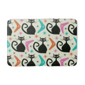 Mid Century Zwarte Atoomkatten met Boomerangs Badmat (Voorkant)