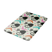 Mid Century Zwarte Atoomkatten met Boomerangs Badmat (Gekanteld)