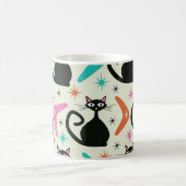 Mid Century Zwarte Atoomkatten met Boomerangs Koffiemok (Center)