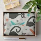 Mid Century Zwarte Atoomkatten met Boomerangs Tissuepapier (Geschenk)