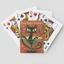 Mid Century Zwarte Kat Merry Martini Kerstmis