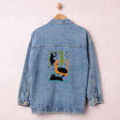 Mid Century zwarte katten Denim Jacket (Hangar)