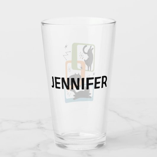 Mid Century zwarte katten Glas (Achterkant)