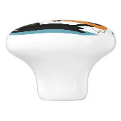 Mid Century zwarte katten Keramische Knop (Zijkant)