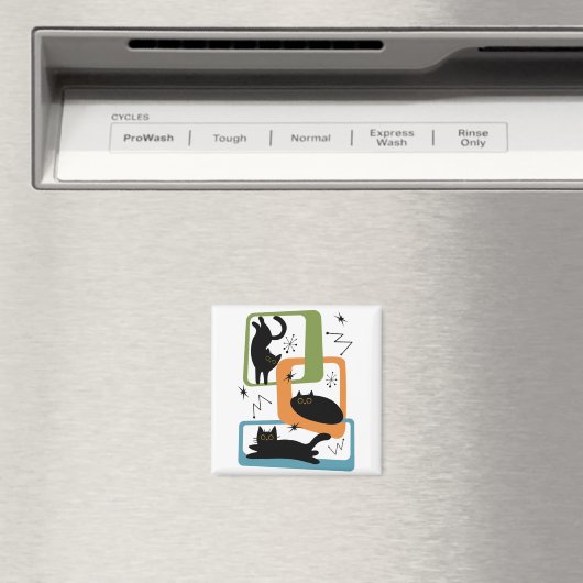 Mid Century zwarte katten Magneet (Insitu (Vaatwasser))