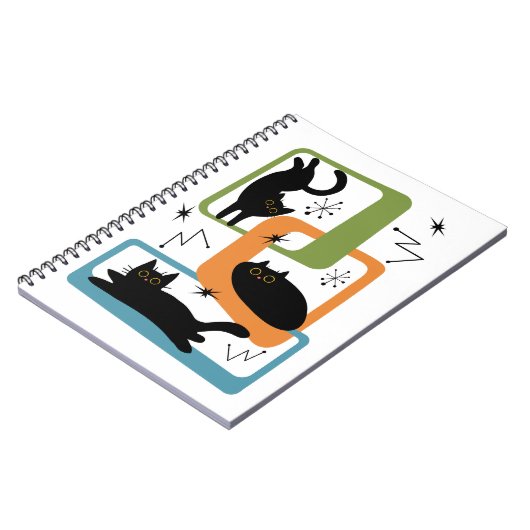 Mid Century zwarte katten Notitieboek (Linkerzijde)