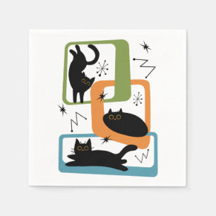 Mid Century zwarte katten Servet