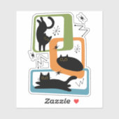 Mid Century zwarte katten Sticker (Vel)