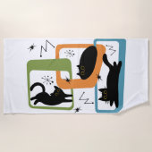 Mid Century zwarte katten Strandlaken (Voorkant)