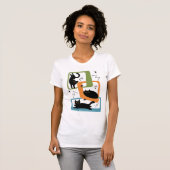 Mid Century zwarte katten T-shirt (Voorkant volledig)