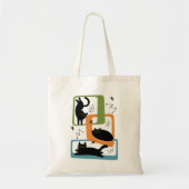 Mid Century zwarte katten Tote Bag (Voorkant)