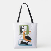Mid Century zwarte katten Tote Bag (Achterkant)