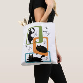 Mid Century zwarte katten Tote Bag (Dichtbij)